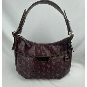 VTG Dooney Bourke Purple Monogram East West Collins Zipper Hobo Handbag J1611778